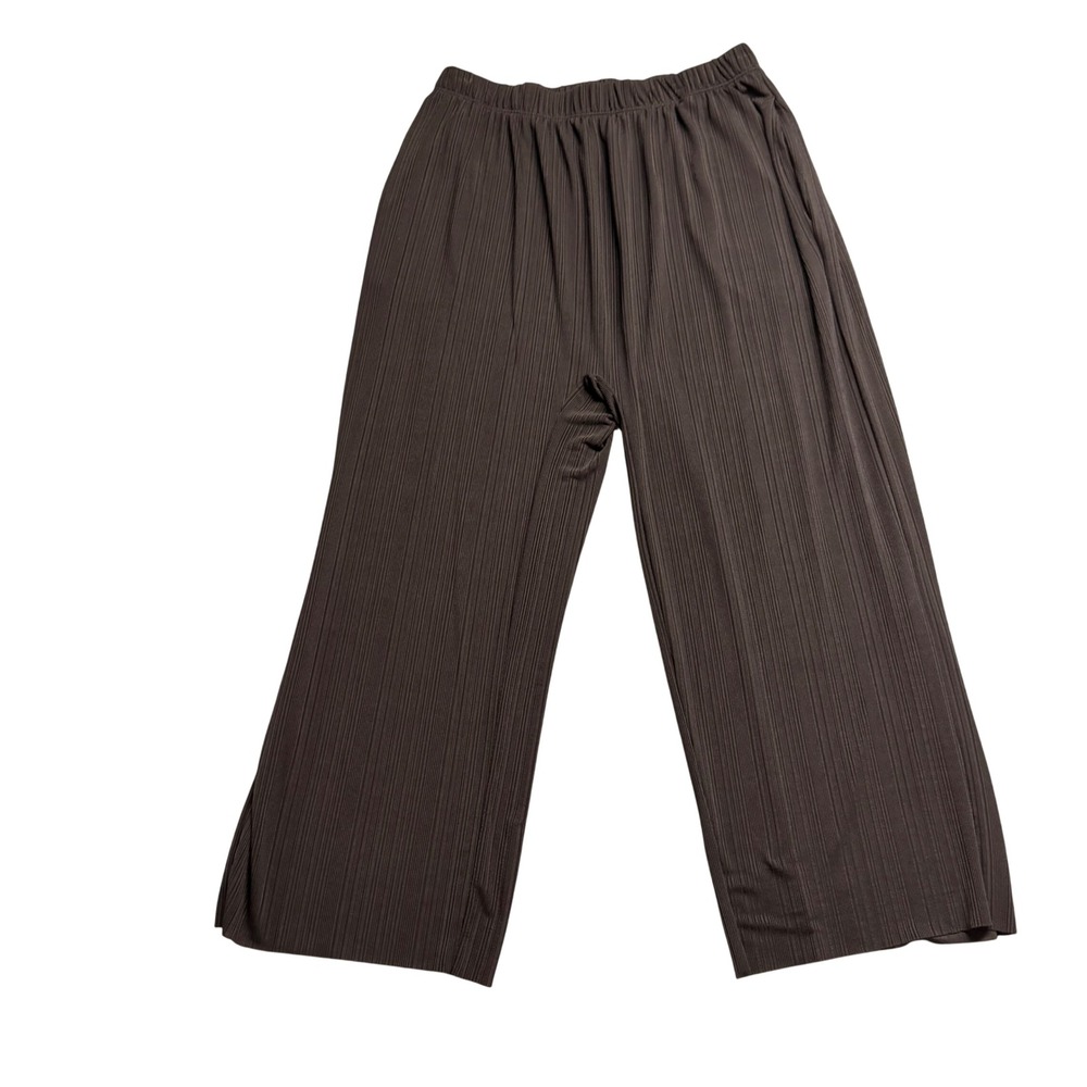 Intimately Free People Pleated Wide Leg Plisse Pants Grey Charcoal Medium M